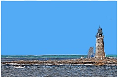 Remote Halfway Rock Light in Maine - Digital Painting